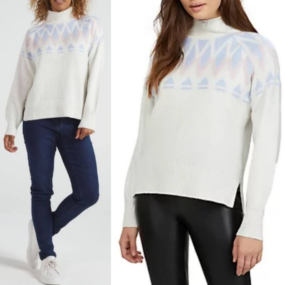 BADGLEY MISCHKA Women's Fair Isle Turtleneck Sweater NWT Sz L